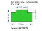 221150110. DIN 8188 - 32A-1 (ASA/JIS 160). 2\" x 1 1/4\"